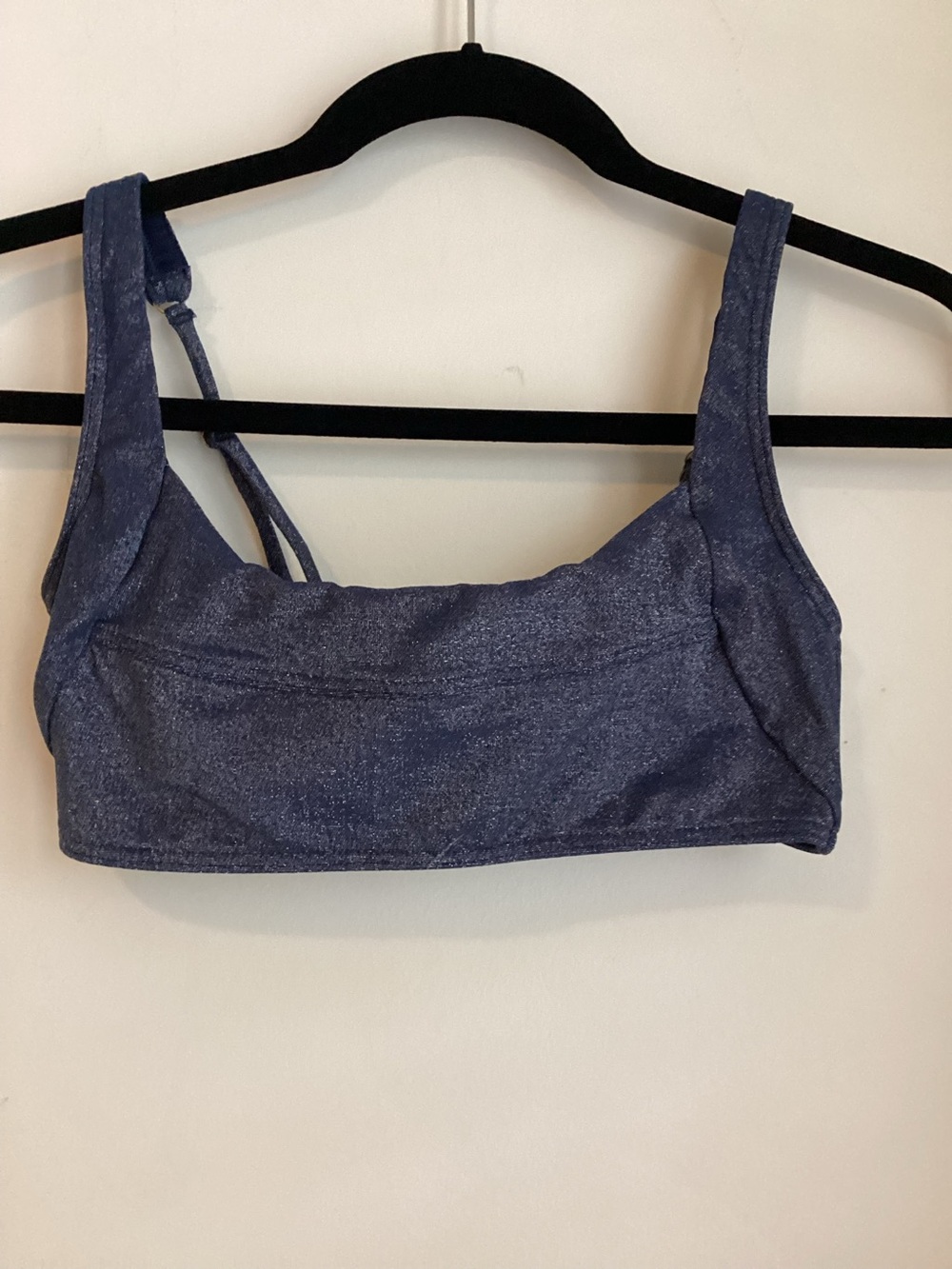 SUBOO Blue Denim Metallic Lined Crop Bikini Top Small Festival Beach Coastal